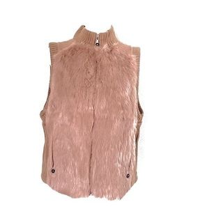 Jamie Sadock rabbit fur knitted golf vest tan size Medium